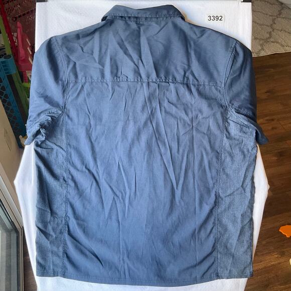 Mountain and Isles Men Stretchy Short Sleeve Fit Button Down Shirt size XL, Blue - Picture 8 of 8